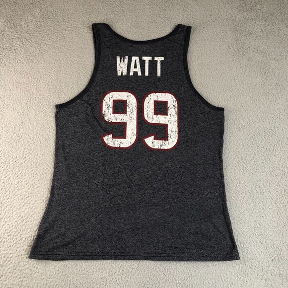 Vintage Houston Texans Tank Top L Adult Gray Watt #99 Team Apparel NFL Football - Picture 4 of 7